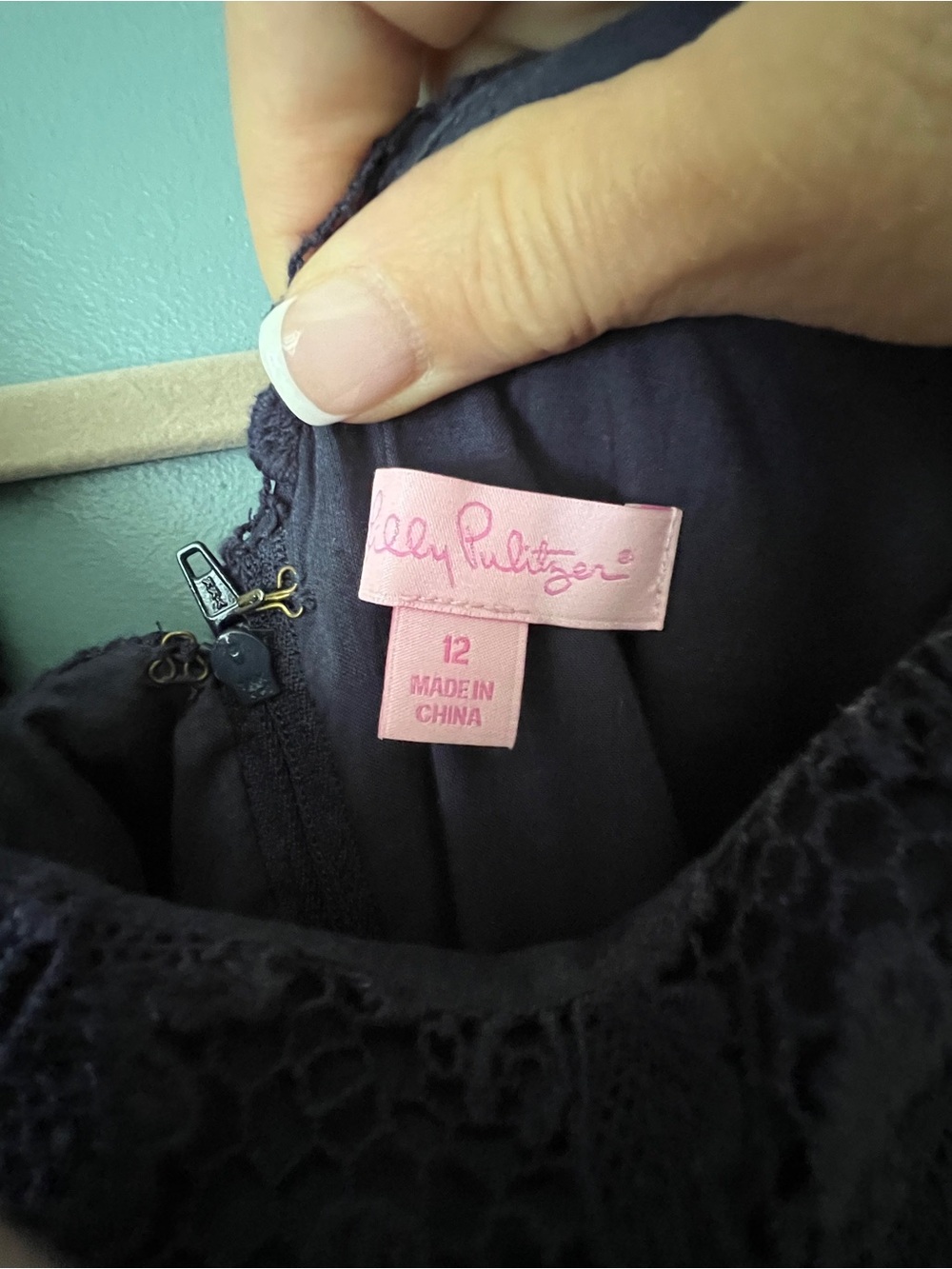 Lilly Pulitzer “Shayna” Papillon Navy Size 12 Lace Dress - Picture 2 of 11